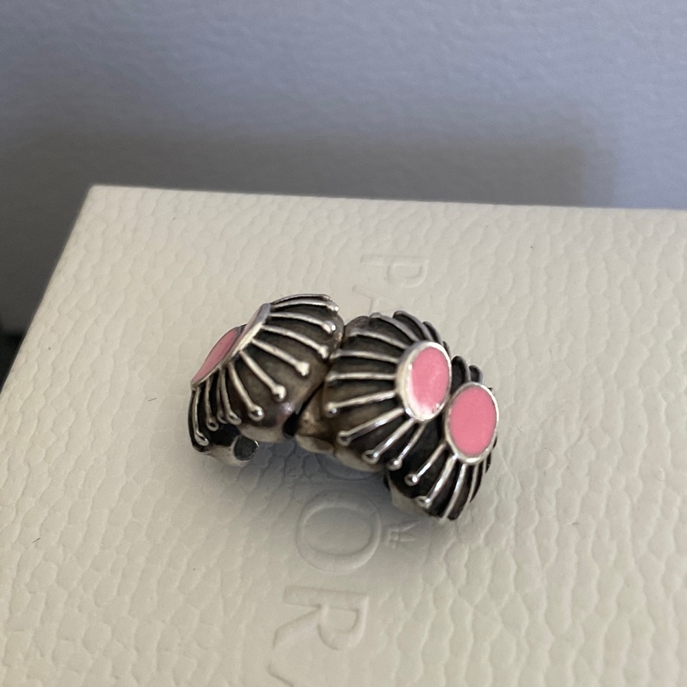 Pandora Silver and Pink Floral Bracelet